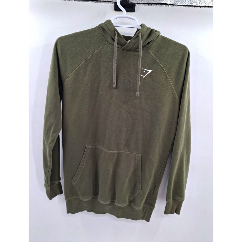 Gymshark Hoodie Mens Green Pullover Kangaroo Pocket Logo Athletic Small